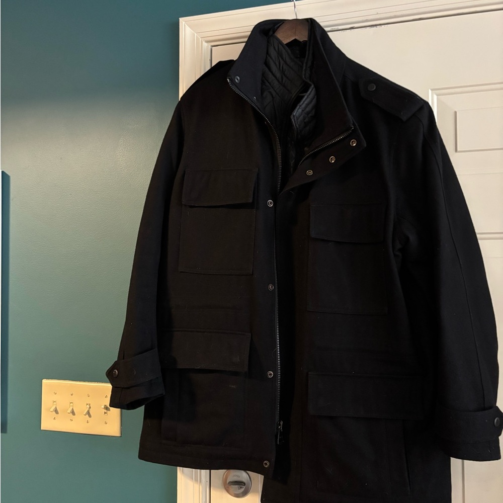 Marc New York Black Bomber Jacket with High Collar - Good Condition